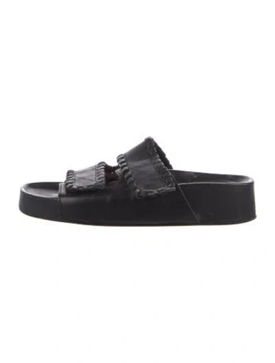 Pre-owned Atp Atelier Leather Slides In Black
