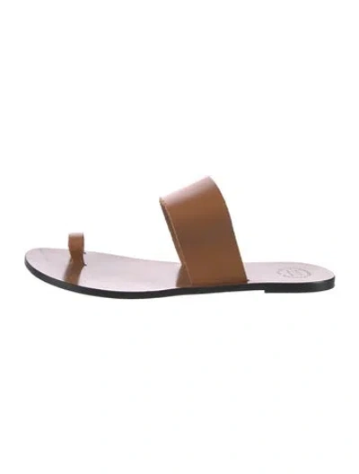 Pre-owned Atp Atelier Leather Slides In Brown
