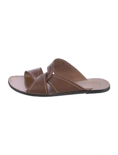 Pre-owned Atp Atelier Leather Slides In Brown