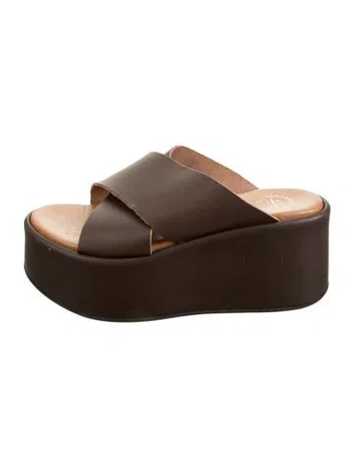 Pre-owned Atp Atelier Leather Slides In Brown
