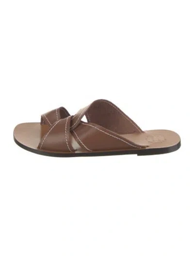 Pre-owned Atp Atelier Leather Slides In Brown