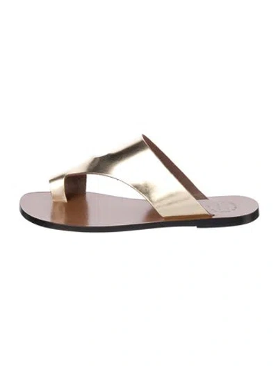 Pre-owned Atp Atelier Leather Slides In Gold