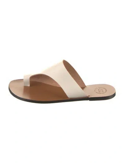 Pre-owned Atp Atelier Leather Slides In Neutral