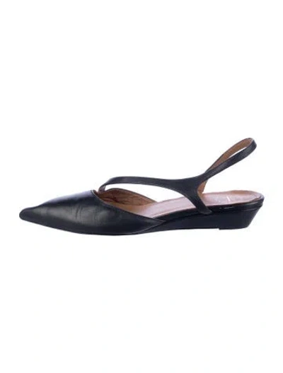 Pre-owned Atp Atelier Leather Slingback Flats In Blue