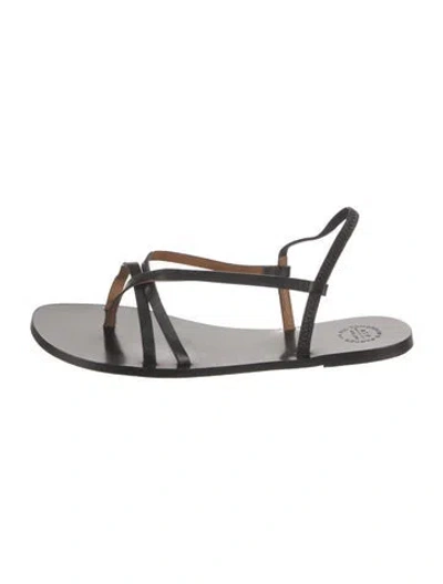 Pre-owned Atp Atelier Leather Slingback Sandals In Black