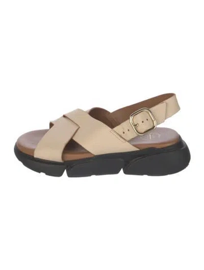 Pre-owned Atp Atelier Leather Slingback Sandals In Neutral