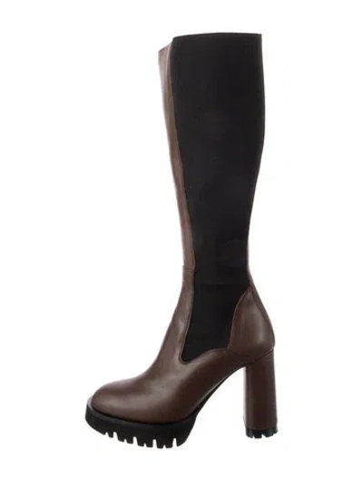 Pre-owned Atp Atelier Leather Sock Boots In Brown