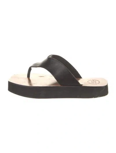 Pre-owned Atp Atelier Leather T-strap Sandals In Black