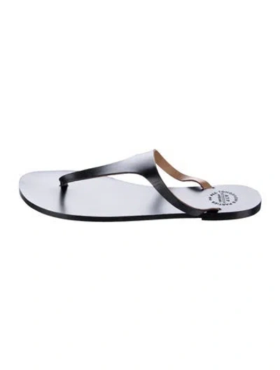 Pre-owned Atp Atelier Leather T-strap Sandals In Black