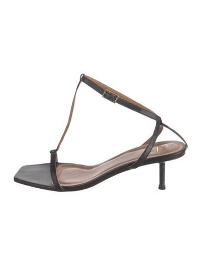 Pre-owned Atp Atelier Leather T-strap Sandals In Black