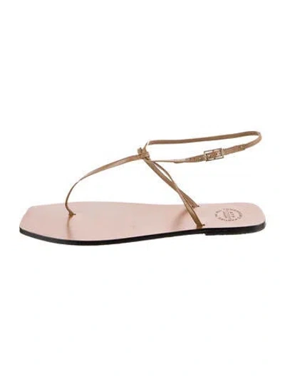 Pre-owned Atp Atelier Leather T-strap Sandals In Brown