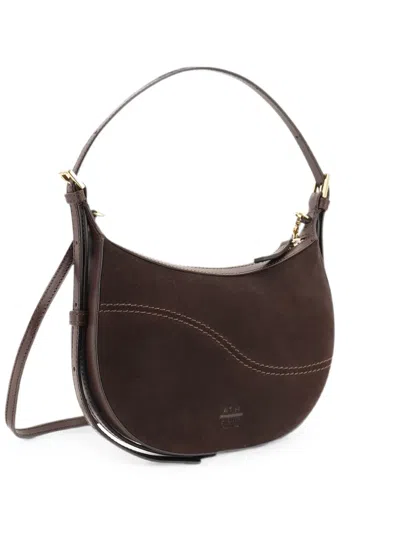 Atp Atelier Mini Silea Suede-panelled Curved Shoulder Bag In Brown