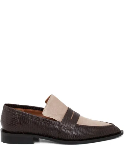 Atp Atelier Montazzoli Lizard-effect Panelled Loafers In Brown