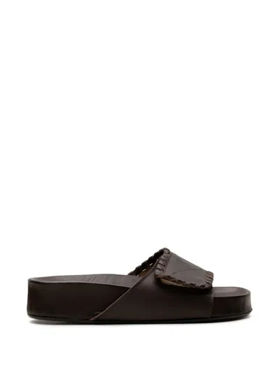 Atp Atelier Novella Whipstitch-trim Sandals In Brown
