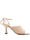 Atp Atelier Plissé-effect Leather Sandals In Neutral