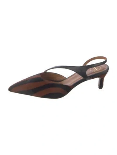 Pre-owned Atp Atelier Ponyhair Animal Print Slingback Pumps In Brown