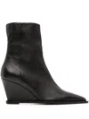 Atp Atelier Pratella Pointed Toe Wedge Bootie In Schwarz