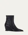 Atp Atelier Pratella Pointed Toe Wedge Bootie In Black