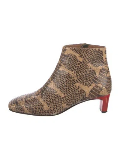 Pre-owned Atp Atelier Python Animal Print Boots In Neutral