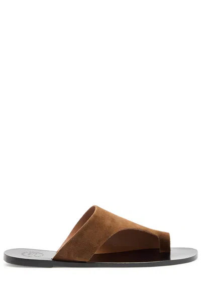 Atp Atelier Rosa Suede Thong Sandals In Brown