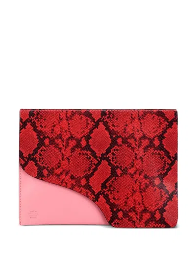 Atp Atelier Sardegna Snakeskin-print Leather Laptop Bag (15") In Red