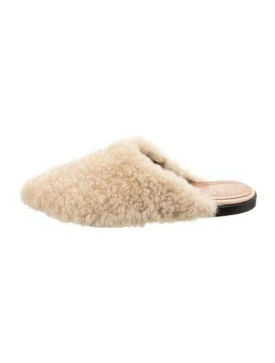 Pre-owned Atp Atelier Shearling Mules In Gold