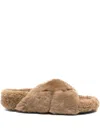 Atp Atelier Shearling Slippers In Brown