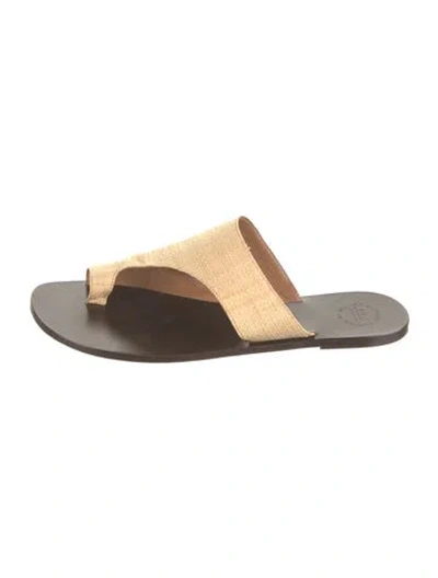 Pre-owned Atp Atelier Straw Colorblock Pattern Slides In Brown/neutrals