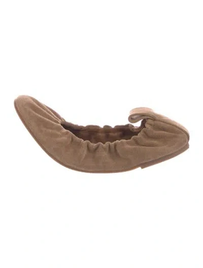 Pre-owned Atp Atelier Suede Ballet Flats In Neutral