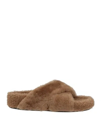 Atp Atelier Woman Sandals Camel Size 8 Shearling In Multi
