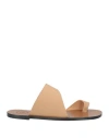 Atp Atelier Centola Leather Toe-ring Slide Sandals In Nocciola
