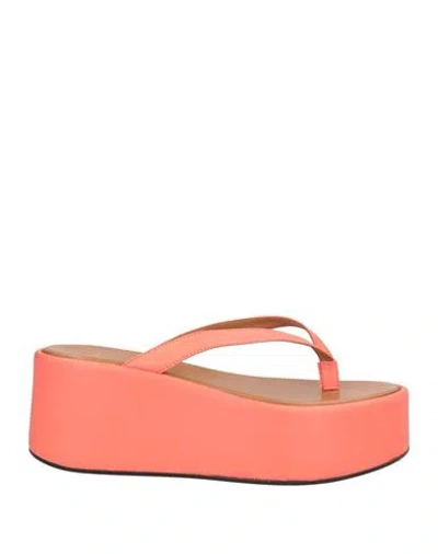 Atp Atelier Woman Thong Sandal Coral Size 10 Leather In Red