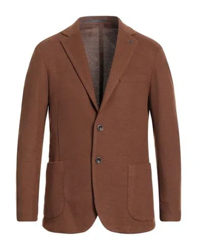 At.p.co At. P.co Man Blazer Brown Size 48 Polyester, Viscose, Elastane