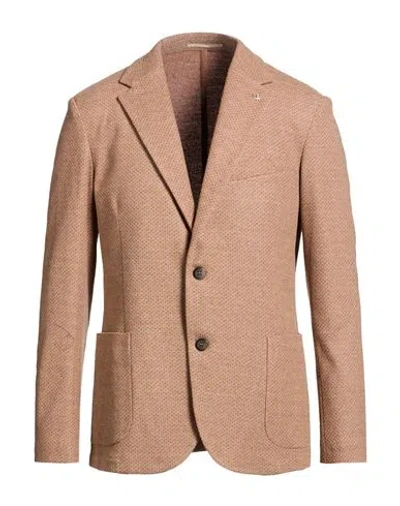 At.p.co At. P.co Man Blazer Camel Size 40 Polyester, Viscose, Cotton, Polyamide In Brown