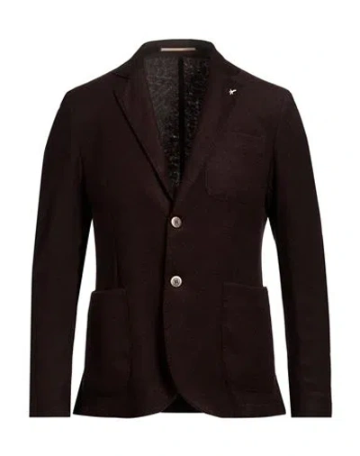 At.p.co At. P.co Man Blazer Dark Brown Size 34 Acrylic, Polyester, Wool