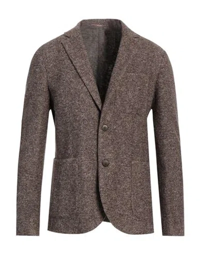 At.p.co At. P.co Man Blazer Dark Brown Size 42 Acrylic, Wool, Polyester