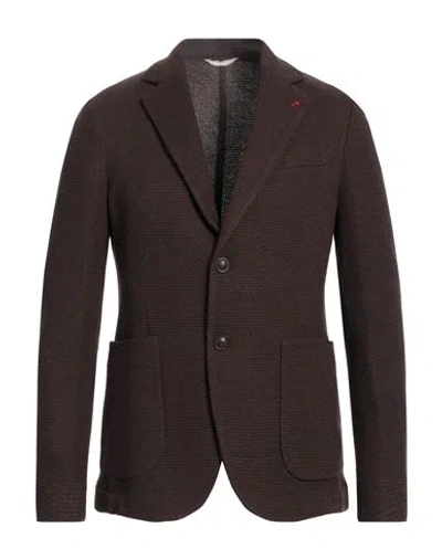 At.p.co At. P.co Man Blazer Dark Brown Size 44 Cotton, Wool, Polyester, Polyamide