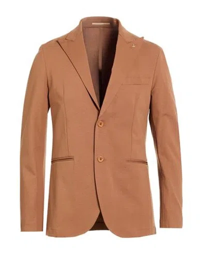 At.p.co At. P.co Man Blazer Light Brown Size 38 Cotton, Polyamide, Elastane In Animal Print