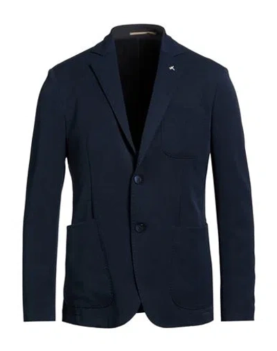 At.p.co At. P.co Man Blazer Navy Size 34 Polyester, Viscose, Elastane In Blue