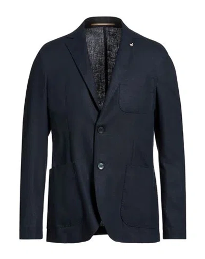 At.p.co At. P.co Man Blazer Navy Size 46 Linen, Viscose In Blue