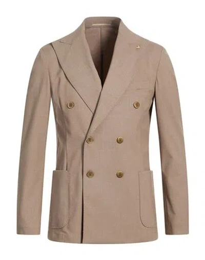 At.p.co At. P.co Man Blazer Sand Size 36 Polyester, Viscose, Elastane In Neutral