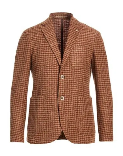 At.p.co At. P.co Man Blazer Tan Size 34 Acrylic, Polyester, Wool In Multi