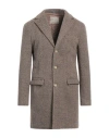 At.p.co At. P.co Man Coat Khaki Size L Polyamide, Wool In Beige