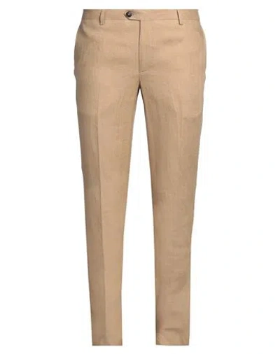 At.p.co At. P.co Man Pants Camel Size 40 Linen In Beige