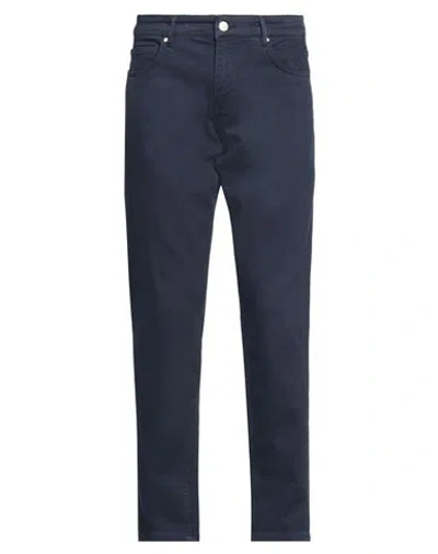 At.p.co At. P.co Man Pants Navy Size 38 Cotton, Elastane In Navy Blue