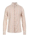 At.p.co At. P.co Man Shirt Brown Size 17 Linen In Brown
