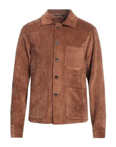 At.p.co At. P.co Man Shirt Brown Size 44 Polyester, Polyamide, Elastane