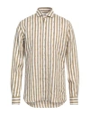 At.p.co At. P.co Man Shirt Khaki Size 16 ½ Linen In Sand