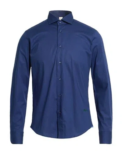 At.p.co At. P.co Man Shirt Midnight Blue Size 15 ½ Cotton, Elastane