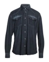 At.p.co At. P.co Man Shirt Midnight Blue Size 16 Cotton